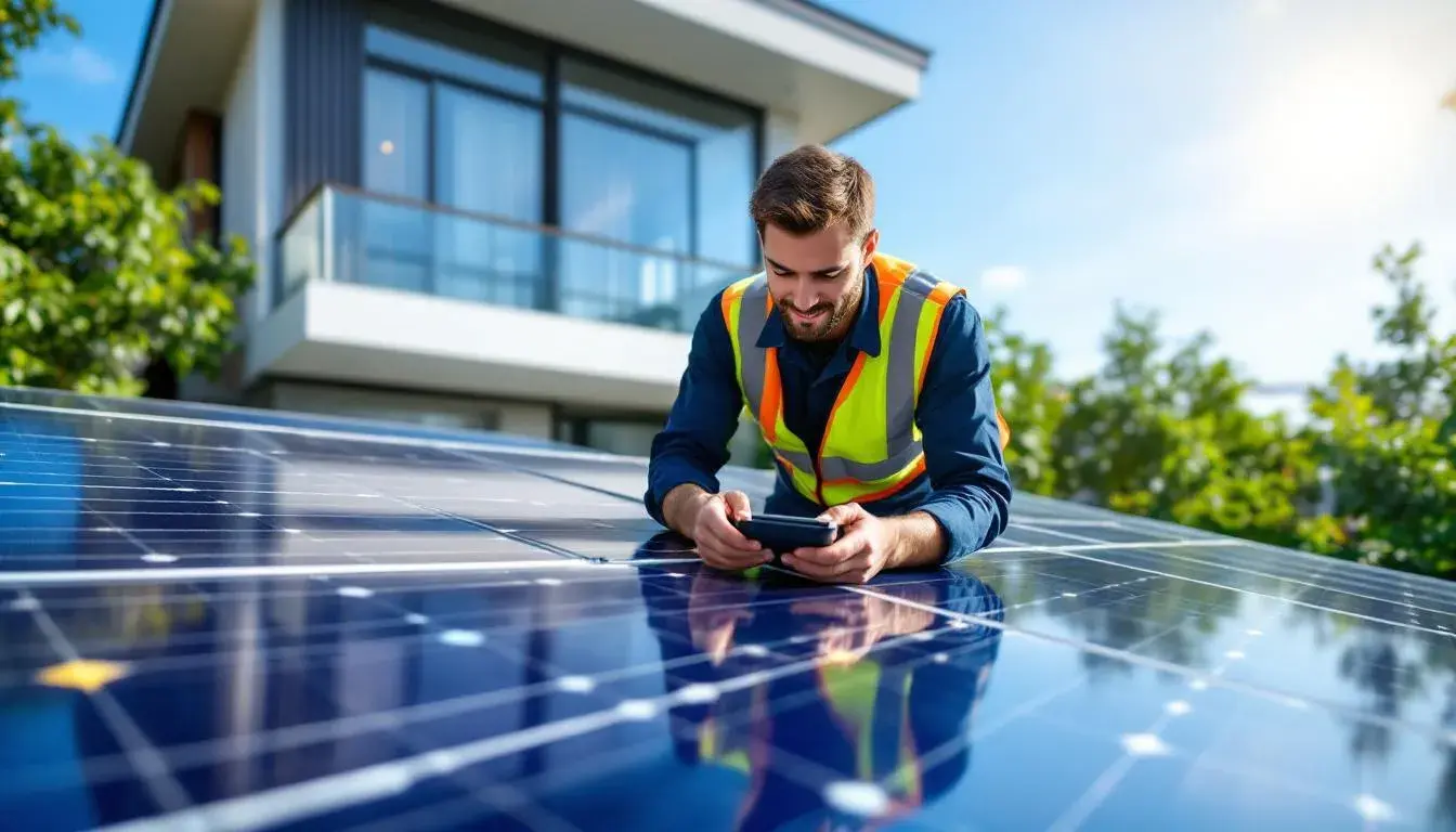 Technik sprawdzający instalację fotowoltaiczną